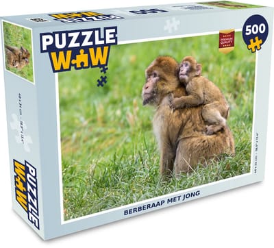 Puzzel Aap - Baby - Gras - Legpuzzel - Puzzel 500 stukjes