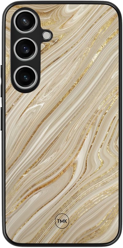Hoesje geschikt voor Samsung Galaxy A55 - Golden marble - Multi - TPU case - Landschap - Hardcase zwart telefoonhoesje