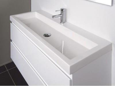 INK Dock wastafel Polystone met 1 kraangat 6x60x40cm Glans wit
