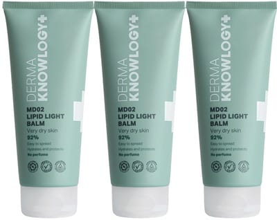 DermaKnowlogy+ - MD02 Lipid Light Balm - 3 x 200 ml - Beschermende Vetcrème voor Droge, Gevoelige en Kwetsbare Huid