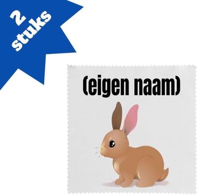 Akyol - konijn met eigen naam brillendoekjes - Konijn - konijnen liefhebbers - iemand die houdt van konijnen - verjaardag - cadeau - kado - 17,8 bij 17,8 cm - 2 stuks