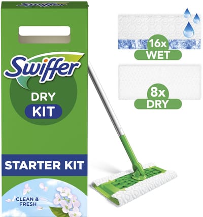 Swiffer Vloerreiniger Startset - 1 Vloerreiniger + 16 Droge + 8 Vochtige Vloerdoekjes