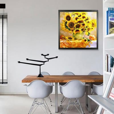 Peinture Diamant Tournesols Frais Image de Strass Décoration Diamant pour la Maison Broderie Diamant 30x30CM yellow