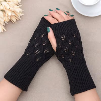 CHPN - Gebreide Polswarmers - Vingerloze handschoenen - Gebreide handschoenen - Bewerkte Handschoenen - Zwart - Handwarmers - Unisex
