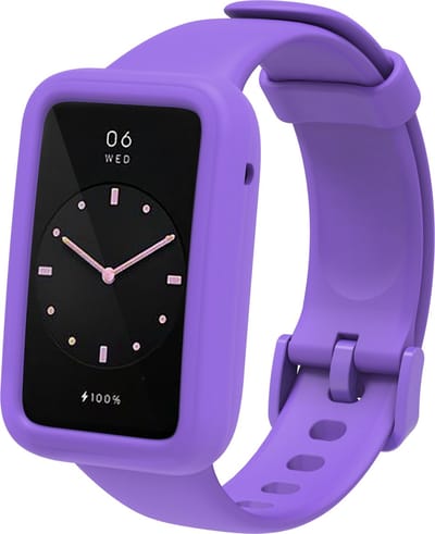 By Qubix - Siliconen sportbandje met case - Paars - Geschikt voor Xiaomi Smart Band 7 Pro / Mi Band 7 Pro bandje