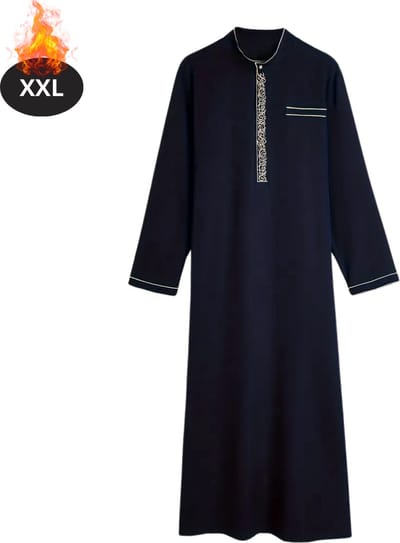 Nivard Islamitische Kleding - Djellaba Heren - Moslim Kleding - Arabisch Mannen Kaftan - Alhamdulillah - Blauw XXL