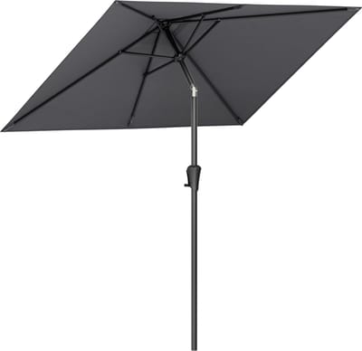 LifeGoods Parasol - Tuin - 210x140cm - 30° Kantelbaar - Waterdicht - UPF50+ - Donkergrijs