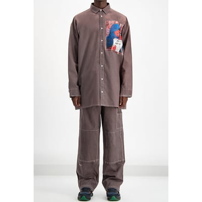 Daily Paper Grey Deni Shirt Maat: S | Overhemden Outlet | Unisex | Bruin