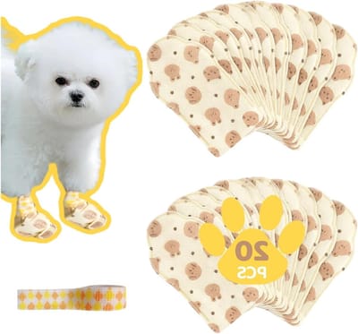 Waterdichte en ademende hondenschoenen voor kleine honden, pootbeschermers voor herstel, wondverzorging en bescherming tegen likken (20 stuks + verbandrol)
