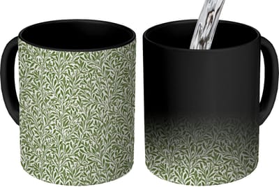 Magische Mok - Foto op Warmte Mokken - Koffiemok - Botanisch - Takken - Groen - Magic Mok - Beker - 350 ML - Theemok