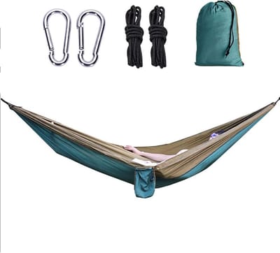 Camping Hangmat - Outdoor Reizen - Ontspannen Buiten - Lichtgewicht Nylon - 270x140 cm - Groen Grijs
