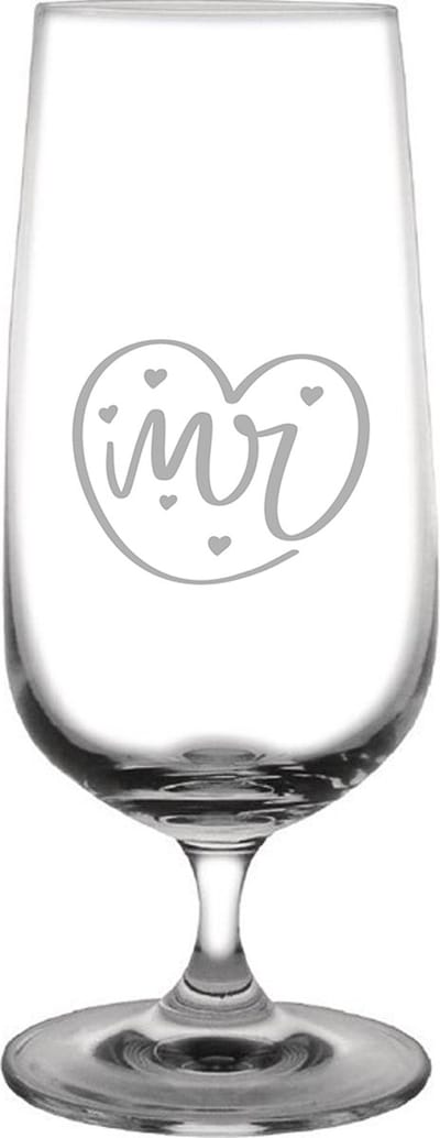 Gegraveerde Bierglas op voet 41cl Mr. In hartje