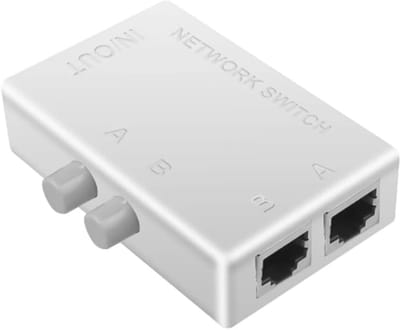 Netwerk Switch - LAN Splitter - Verbind Netwerken - Handmatige Bediening - 2 Poorten - Zwart
