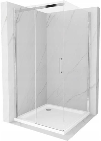 Mexen Omega douchecabine schuifdeur 100 x 100 , transparant, chroom + douchebak Flat - 825-100-100-01-00-4010