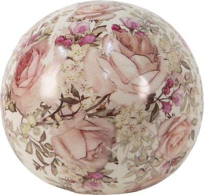 Clayre & Eef Beeld Bal Ø 9x8 cm Roze Keramiek Bloemen