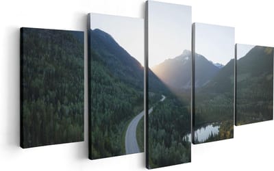 Artaza Canvas Schilderij Vijfluik Weg Door Het Bergen Landschap  - 100x50 - Foto Op Canvas - Canvas Print