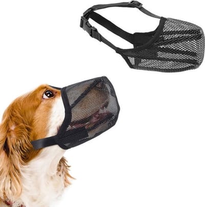 Muilkorf Honden - Snuit 24-27 Cm - Maat M - Muilband Nylon - Snelsluiting - Verstelbaar - Anti-Bijt - Anti-Blaffen - Ademend - Zwart-1 stuk
