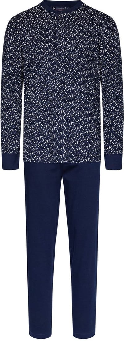 Warme heren pyjama fijn patroon Thomas - Blauw - Maat - M