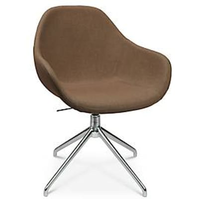 Vergaderstoel Topstar Sitness Life 2.0, draaibaar/zitting in hoogte verstelbaar, armleuningen, B 450 x D 390 x H 440-470 mm, 4-poots onderstel, gepolijst aluminium & stof, h.bruin