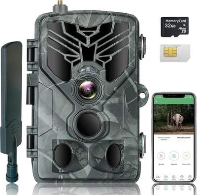 Wildcamera 4G - Jachtcamera Trailcamera - Natuurobservatie - Live Video Streaming - 13.5 x 8.5 x 7.5 cm - Groen