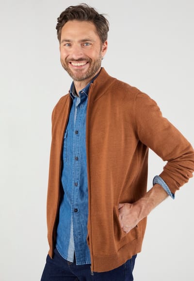 Damart - Vest met rits en opstaande kraag - Heren - Bruin - (86-93) S