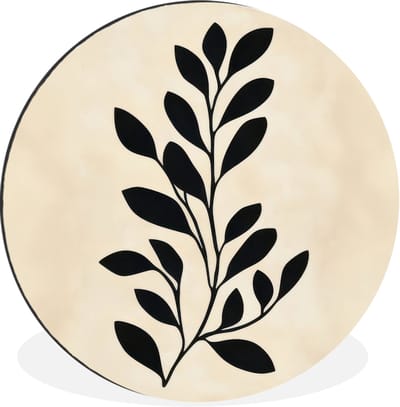 WallCircle - Wandcirkel - Muurcirkel - Minimalistisch - Tak - Bladeren - Zwart - Aluminium - Dibond - 30x30 cm - Binnen en Buiten