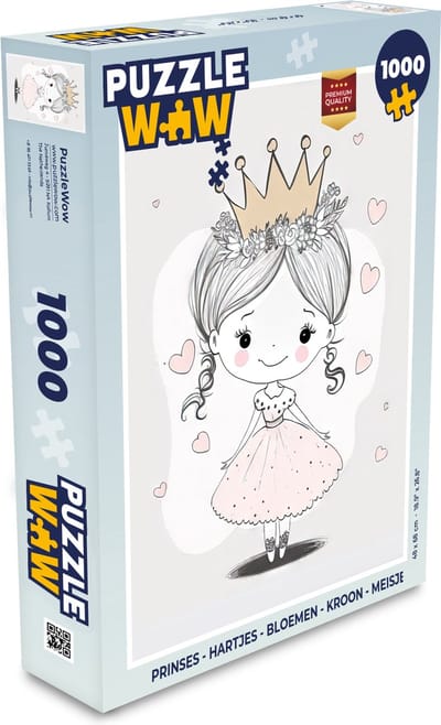 Puzzel Prinses - Hartjes - Bloemen - Kroon - Meisje - Legpuzzel - Puzzel 1000 stukjes volwassenen