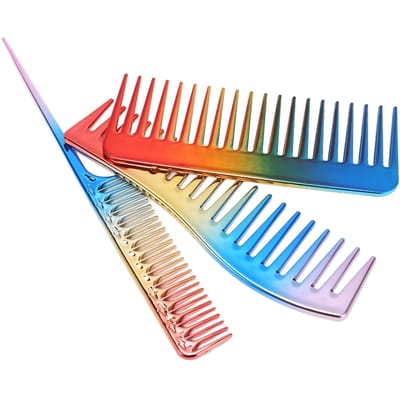 3 STUKS Haarkam Set Kapper Electroplate Styling voor Huishouden Kapsalon Kapper beige