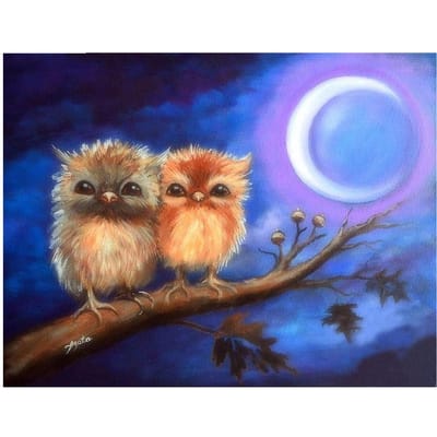 DIY 5D Diamant Peinture Hibou Vous Protéger Diamant Point De Croix Diamants Broderie 20X30CM blue