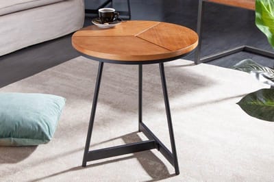 Design Ronde bijzettafel &  Salontafel 45cm Mdf eikenfineer met zwart metalen frame