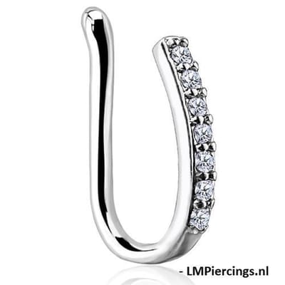 FAKE neuspiercing lined prong-set bar - LMPiercings