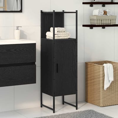 vidaXL - Badkamermeubel - Set - Zwart - Eiken - 33 - x - 33 - x - 120,5 - cm - Bewerkt - hout