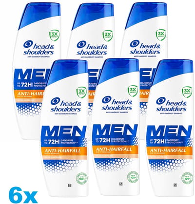 Head & Shoulders Men Anti-Roos Shampoo Anti-Hairfall – 6 x 330 ml – Met Cafeïne – Tot 72H Bescherming