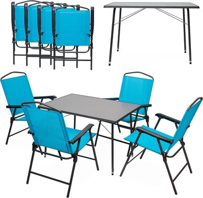 Campingmeubelset 4 personen - Kampeeruitrusting - Buitenactiviteiten - In hoogte verstelbaar - 5-delig