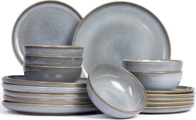 ASA Selection Serviesset Saisons - Denim 18 delig / 6 personen - 6 dinerborden, 6 ontbijtborden en 6 kommen