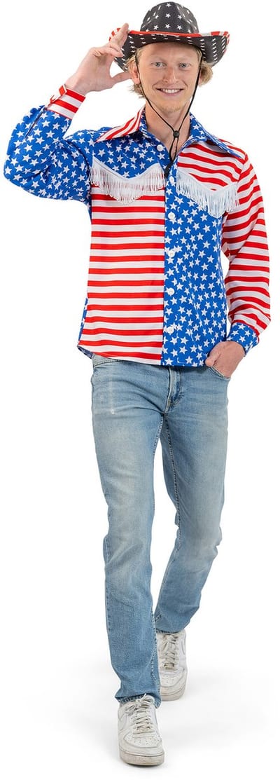 Shirt Amerika vlag heren