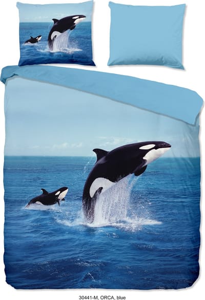 Pure dekbedovertrek orca in de zee - 2 persoons 200x200/220 cm - Blauw - Microvezel