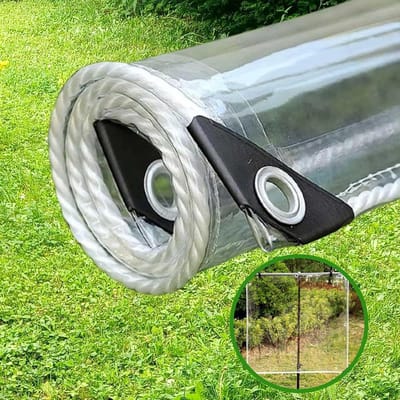 Waterdichte dekzeilgordijnen voor buiten, robuust, transparant met ringen, 0,35 mm dikke afdekfolie voor wind, regen en uv-bescherming, voor terras, tuinhuisje, kas en terras