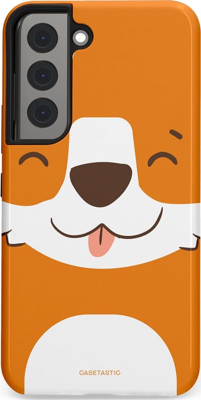 Casetastic hoesje geschikt voor Samsung Galaxy S22 - Dubbellaagse bescherming - Knuffelkopjes vos - Fashion Case - Oranje Wit