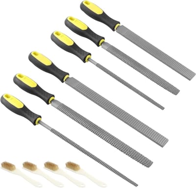 Houten Rasp Set van 6 Stukken, 200 mm en 250 mm, Metalen Ronde en Halve Rasp voor Houtbewerking en Vijlwerkzaamheden