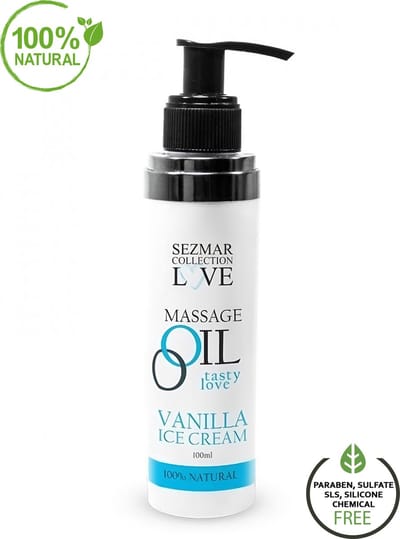 Tasty Love Vanilla Ice Cream Massageolie - Sensuele Verwennerij en Puur Genot zonder Kunstmatige Toevoegingen 100% Natuurlijk- Langdurige Hydratatie - Erotische Massageolie voor Ultiem Genot!