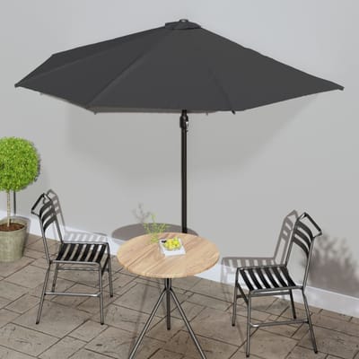 vidaXL - Balkonparasol - half - met - aluminium - paal - 300x155 - cm - antraciet