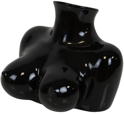 Vaas - Borsten - Keramiek - Zwart - 6,5x12,5x13cm