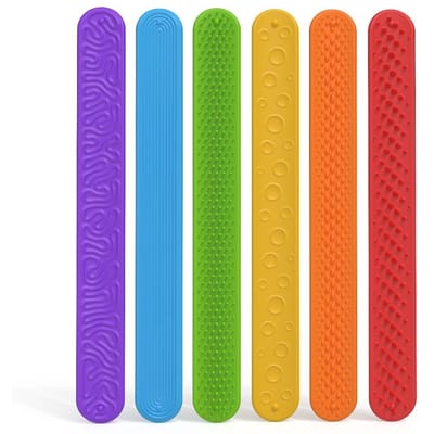 6 Pièces Cadeaux Enfants Bracelet Sensoriel Silicone Texturé 6 Pièces Apaisant Soulagement Anxiété Soulagement Stress Fidget Bureau