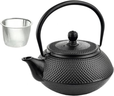 Brunbeste geheel gietijzeren kan met zeef Theepot - infuser voor koffie, thee, kruiden