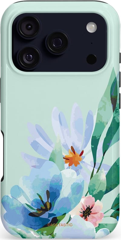 Casetastic hoesje geschikt voor Apple iPhone 17 Pro - MagSafe - Dubbellaagse bescherming - Lente schildering - Fashion Case - Lichtgrijs Lichtblauw Mintgroen