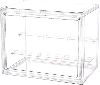 Vitrinekast Acryl - Opbergdoos Verzamelingen - Objecten Presenteren - Magnetische Deur Stapelbaar - 25W x 3.5H cm - Transparant