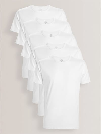 Next - Heren - Set van 5 100% katoenen T-shirts met laagjes - Wit