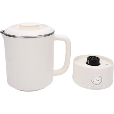 Bouilloire Électrique Portable Blanche 600ml Intérieur en Acier Inoxydable Bouilloire à Eau Chaude Isolée pour Thé Café Fixed Handle