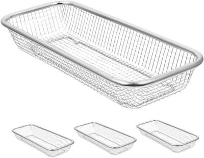 Vaatwasser Mand - Bestekhouder Afdruiprek - Vaat Reinigen - Roestvrij Staal - 31 x 13 x 5.5 cm - Zilver